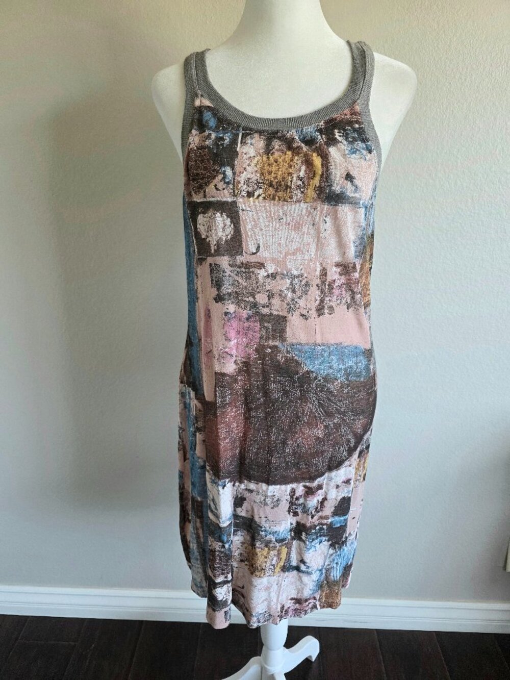Vintage Transit Par-Such Dress Mesh Artsy Abstract Racerback Italy Size 3 S M